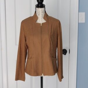 Clara Sun Woo Liquid Faux Leather Moto Jacket Size medium Camel Brown